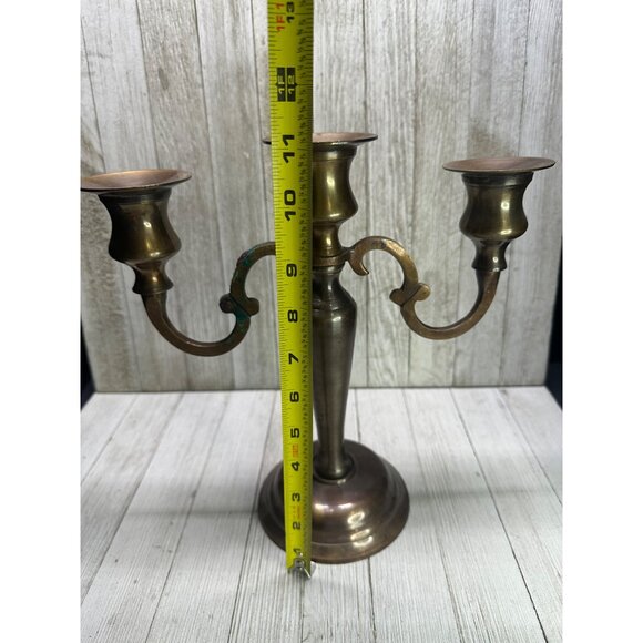 Vtg Solid Brass Century Candelabra Candlestick Holder Art Nouveau 11'' Tall - Picture 9 of 10